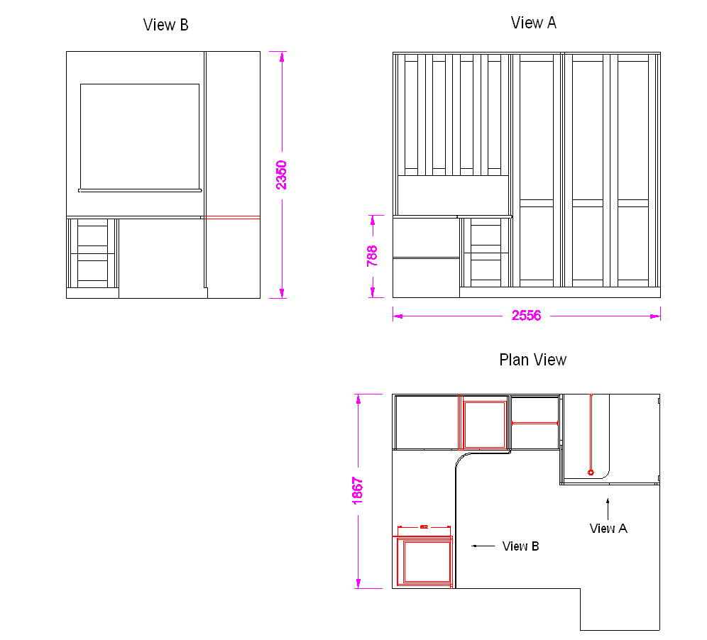 Plan of Painted Compact Office/Study with Oak Desk, Enlargement 2